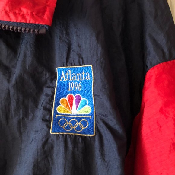 Champion Blue Red 1996 Atlanta Olympics USA Athletic Zip Windbreaker Jacket L - Picture 3 of 14